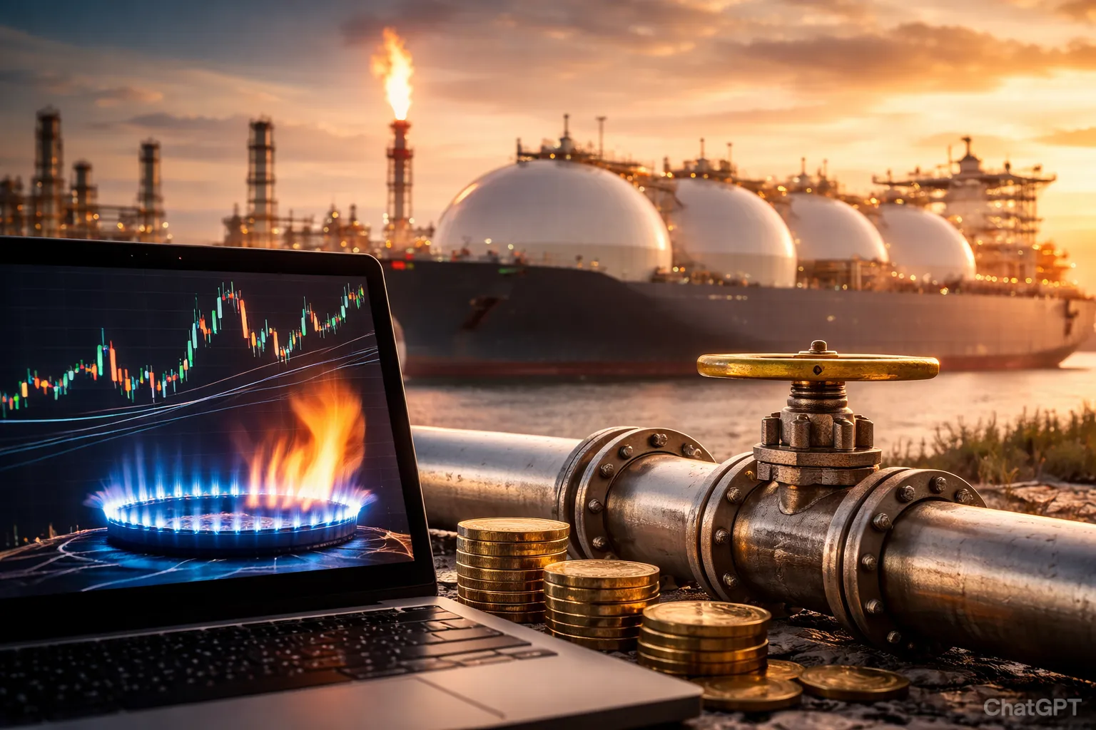 ارتفاع العقود الآجلة للغاز الطبيعي في الولايات المتحدة وسط تقلبات الطاقة العالمية